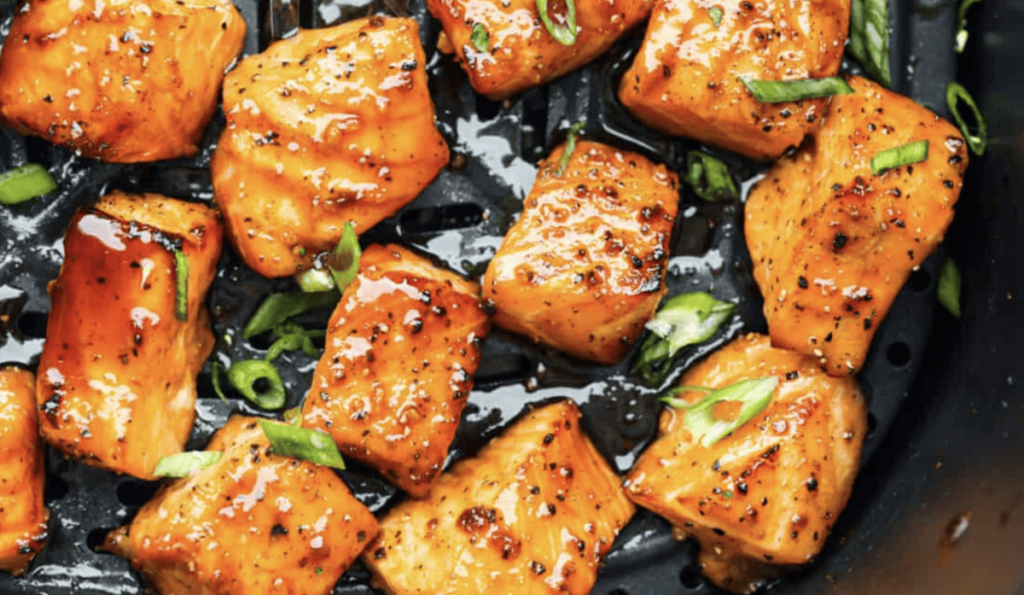 Honey Garlic Air Fryer Salmon Bites