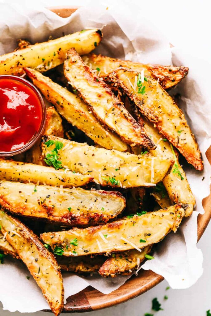 Garlic Parmesan Baked Potato Wedges