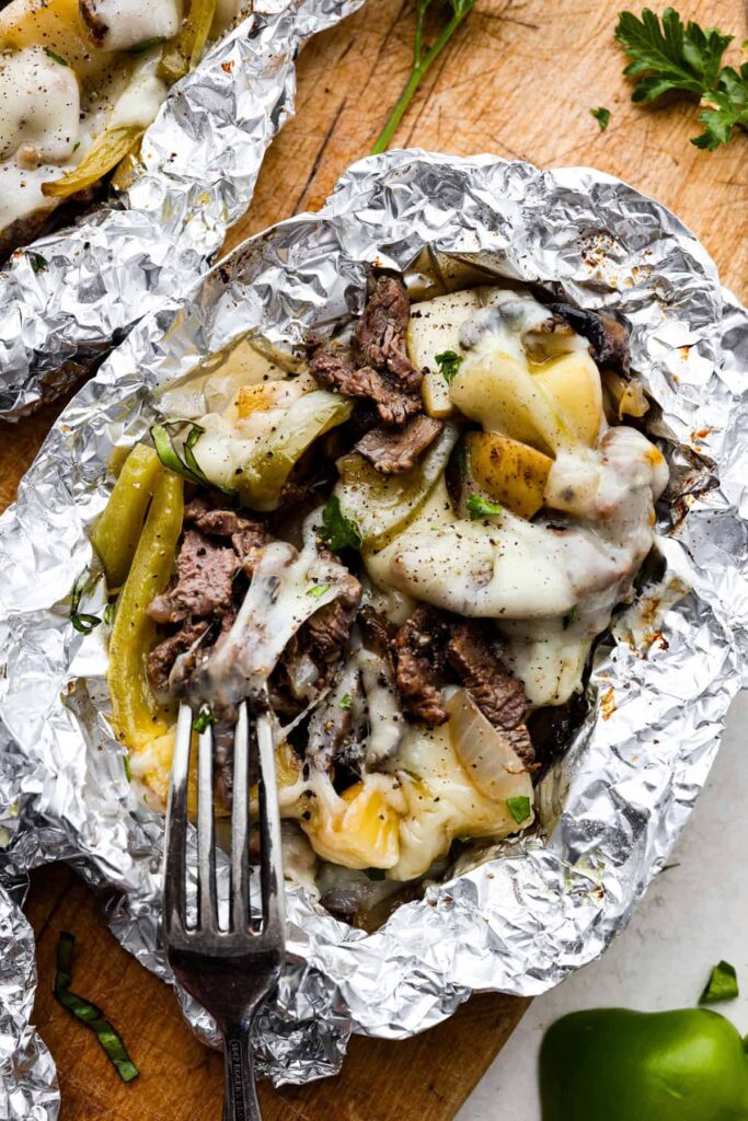 Philly Cheesesteak Foil Packs | The Recipe Critic